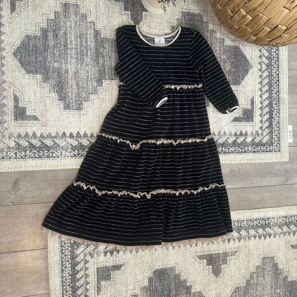 Hanna Andersson Girls Velour Velvet Formal Holiday Dress Ruffles (US 8) Like New